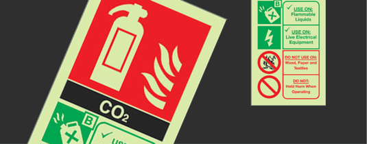 Photoluminescent Labels image of a glow in the dark, photoluminescent fire extinguisher label