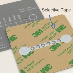 Polycarbonate label with selective tape